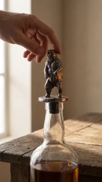 Ayı Figürlü Şişe Tıpası - Özel Cam Kaideli 6