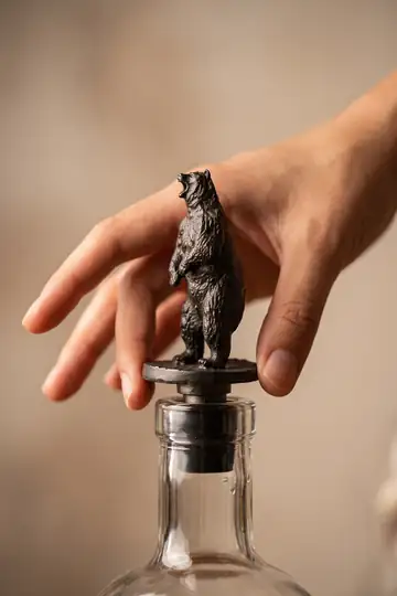 Ayı Figürlü Şişe Tıpası - Özel Cam Kaideli 4