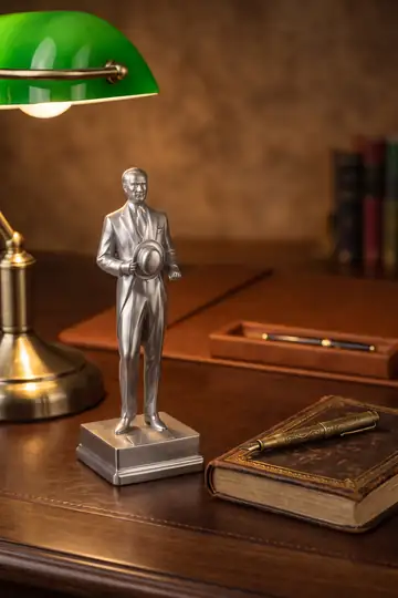 Ataturk Statuette in Stainless Steel, Handcast Desk Sculpture 2