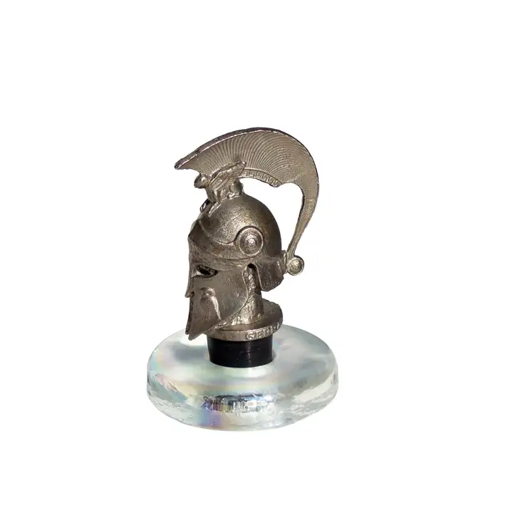 Corinthian Helmet Figured Bottle Stopper with Custom Glass Stand