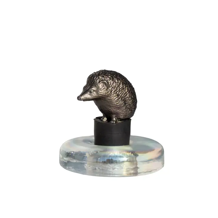 Hedgehog Figured Bottle Stopper with Custom Glass Stand