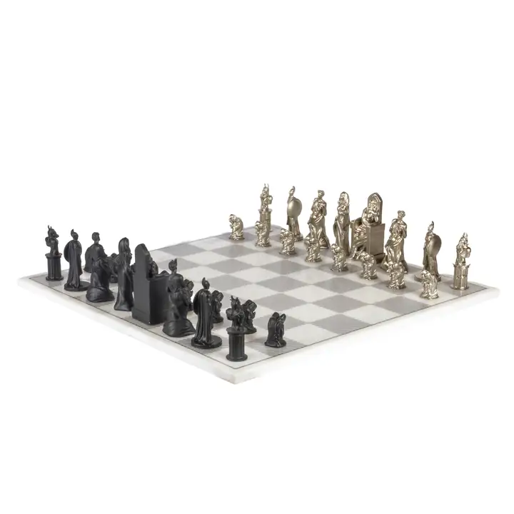 Olympos Gods Stainless Steel Chess Set with Marble Board