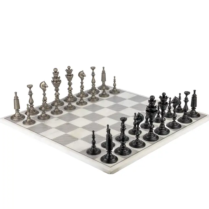 Dantelle Stainless Steel Chess Set with Marble Board